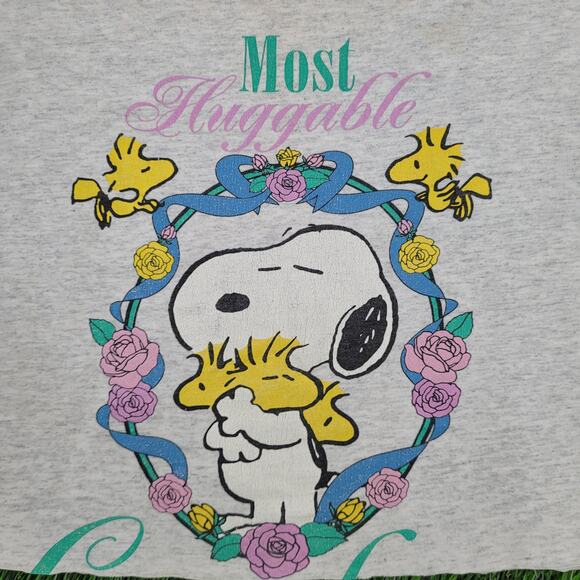 Vintage 80s Snoopy Crop-Top Shirt Womens Large 21x17 Peanuts - Picture 12 of 13